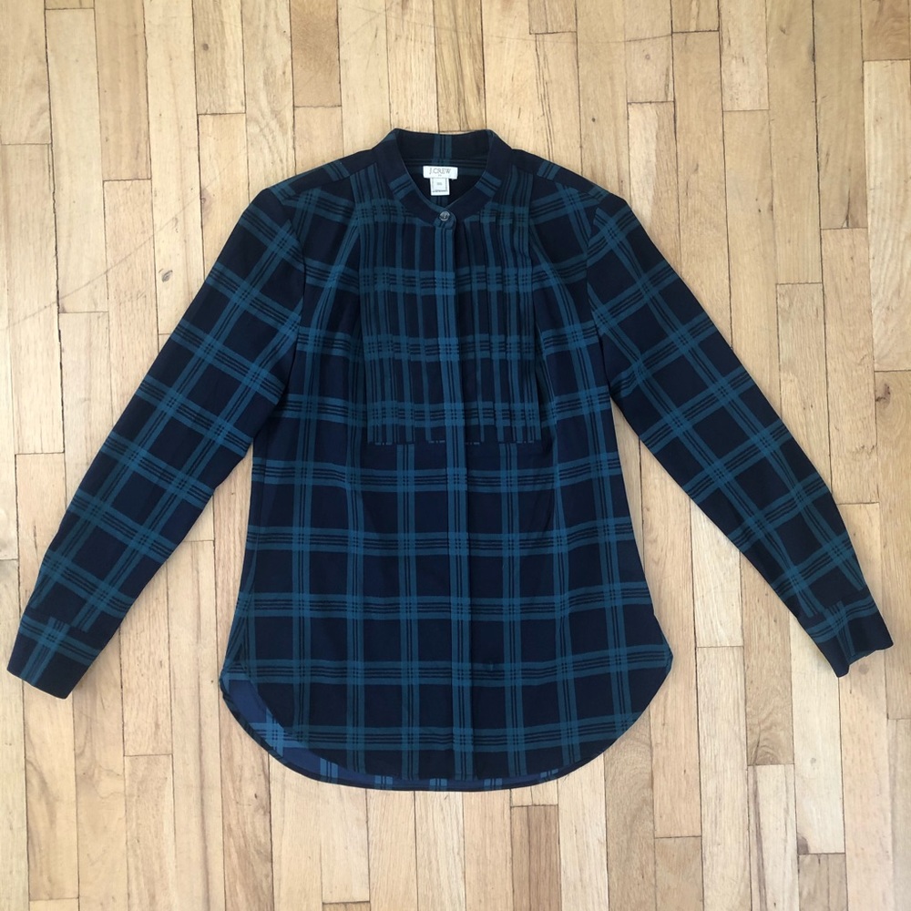 J. Crew Navy Green Plaid tunic size 00